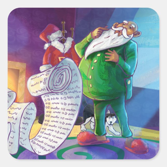 Check it Twice Santa Square Sticker (Front)