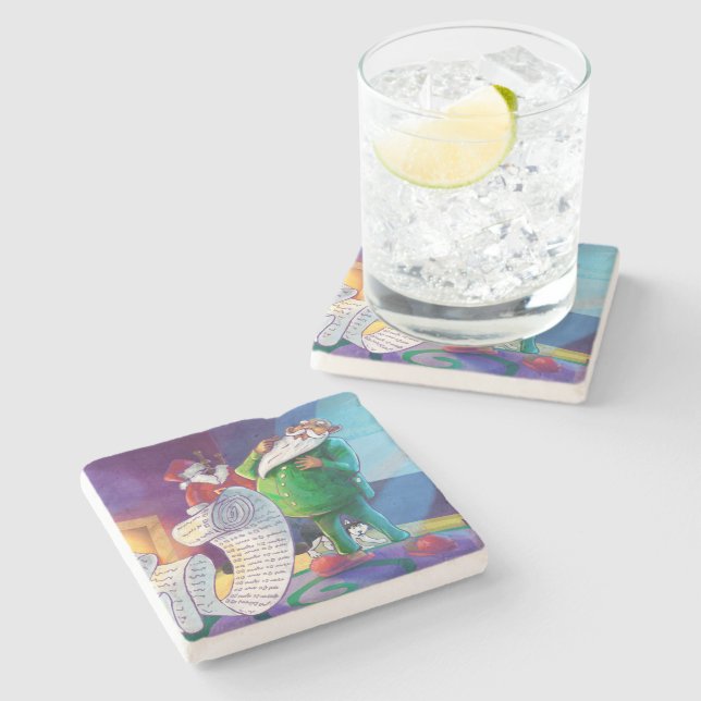 Check it Twice Santa Stone Coaster (Side)