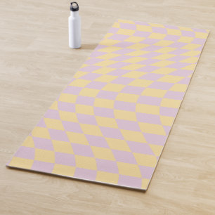 Check Lilac Yellow Checkerboard Checkered Pattern Yoga Mat