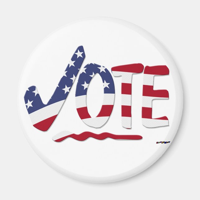 Check Mark VOTE with US Flag Magnet (Front)