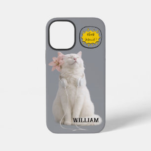 CHECK MEO White Cat with Headphones – Personalized iPhone 12 Mini Case