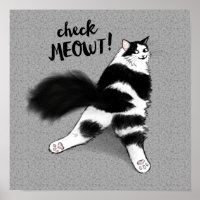 Check Meowt! Funny Black and White Cat Sploot