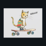Check Meowt! Funny Cool Cat Skateboarding Postcard<br><div class="desc">Celebrate the quintessential Street Style of Skateboarders! A truly unique Cat Postcard for that Special Someone! Celebrate every Special Occasion and Every Moment! Personalise this Funny Cat Skateboarding Postcard to your Hearts content! The verse says,  "Hello!',  but you can personalise the verse if you like.</div>