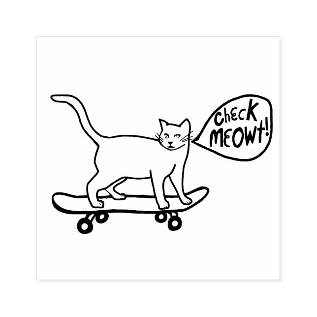 CHECK MEOWT Hand Drawn CUSTOMIZE IT Rubber Stamp (Imprint)