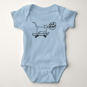 Check Meowt Punny Skateboarding Cat Baby Bodysuit