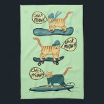 Check Meowt! Skateboard Surf Snowboard Tabby Cat Tea Towel<br><div class="desc">CHECK MEOWT! Decorate your kitchen with this funny cat towel. Makes a great housewarming or birthday gift for that cat lover in your life! Or the skateboarder,  surfer or snowboarder!
Check my shop for more matching stuff like mugs and stickers! And more cats .. and dogs!</div>