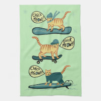 Check Meowt! Skateboard Surf Snowboard Tabby Cat