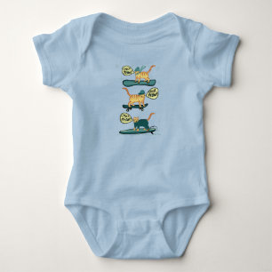 Check Meowt! Skateboard Surfer Snowboard Tabby Cat Baby Bodysuit