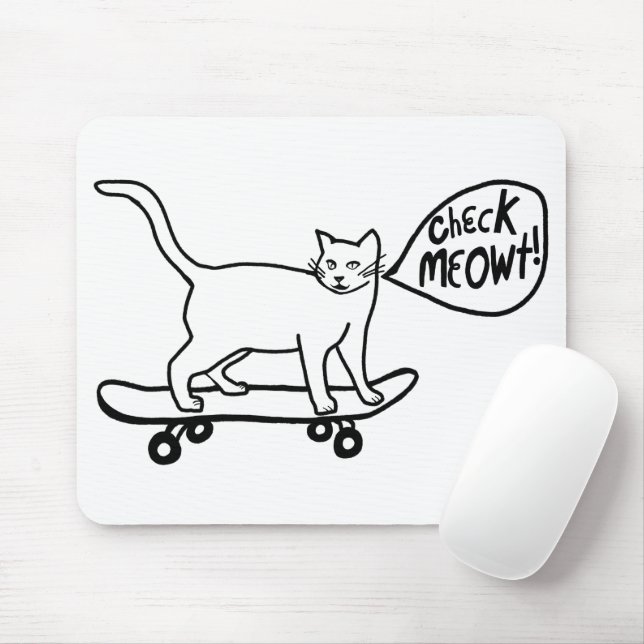 CHECK MEOWT Skateboarding Cat Mouse Mat (With Mouse)