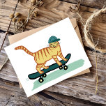 Check Meowt! Skateboarding Tabby Cat CUSTOMIZE IT Postcard<br><div class="desc">CHECK MEOWT! Have you ever seen a skateboarding cat? CUSTOMIZE it by adding your own text if you like.
 Check out this funny cat card and check my shop for more matching items like mugs,  stickers and more. And of course more cat stuff too.</div>