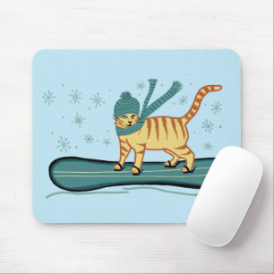 CHECK MEOWT Snowboarding Cat Mouse Mat