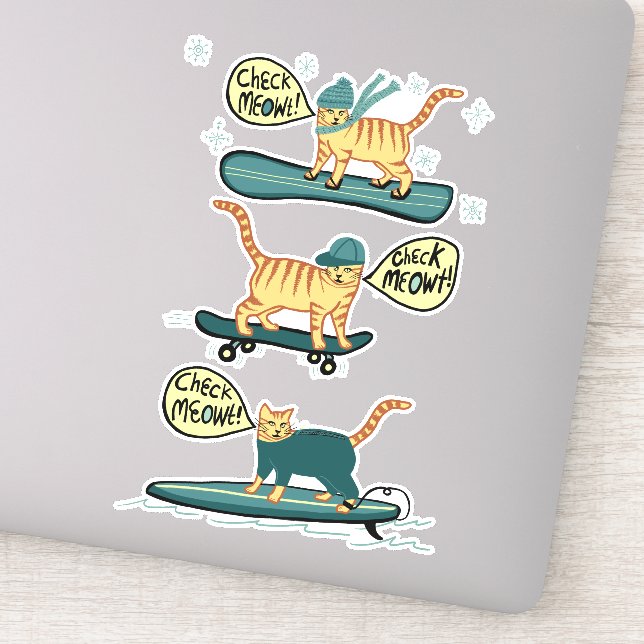 CHECK MEOWT! Tabby Cat Skateboard Surf Snowboard (Detail)
