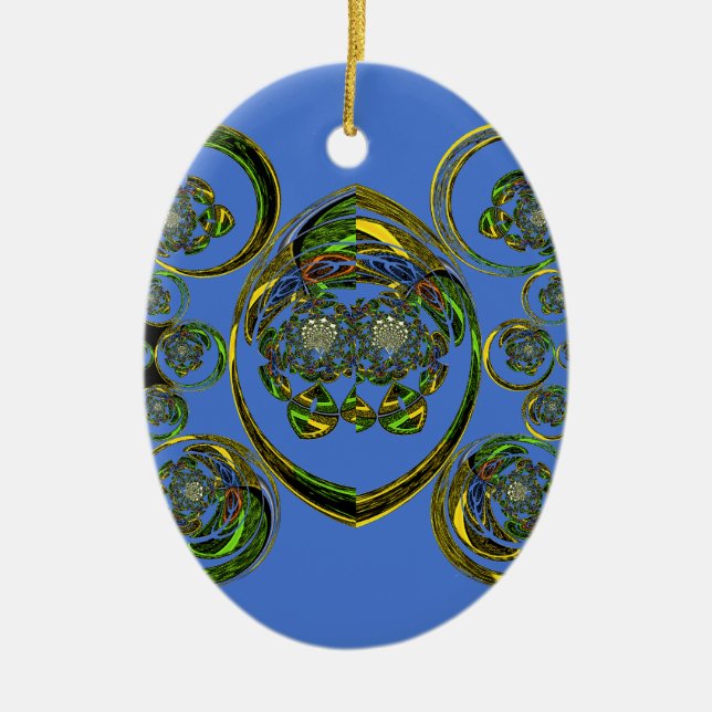 Check out my blue curves ceramic tree decoration (Front)
