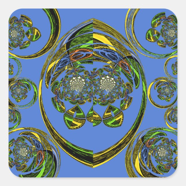 Check out my blue curves square sticker (Front)