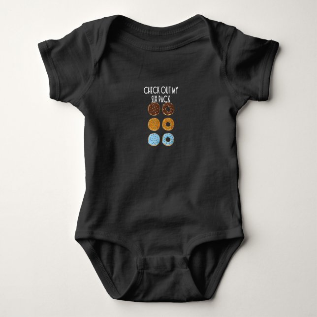 Check Out My Six Pack Doughnut Gym Baby Bodysuit (Front)