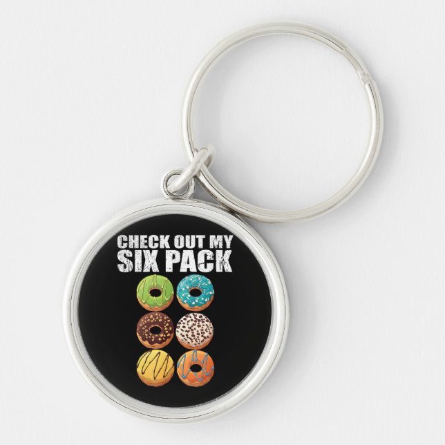 Check Out My Six Pack Doughnut Shirt - Funny Gym S Key Ring (Front)