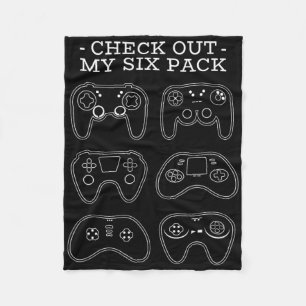 Check Out My Six Pack - Funny Gamer Video Game Pla Fleece Blanket