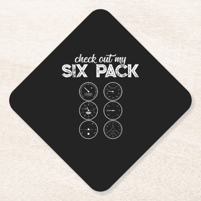 Check Out My Six Pack Pilot Aviation Funny Gym Fit Paper Coaster (Front)