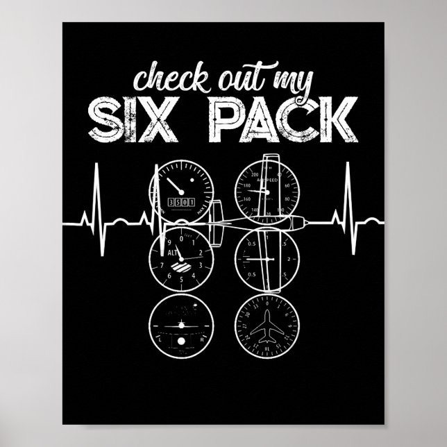 Check Out My Six Pack Pilot Aviation Funny Gym Fit Poster (Front)