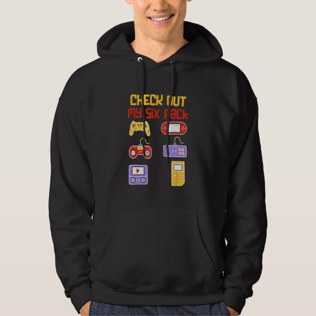 Check Out My Six Pack  Pixel Video Game for Gamers Hoodie (Front)