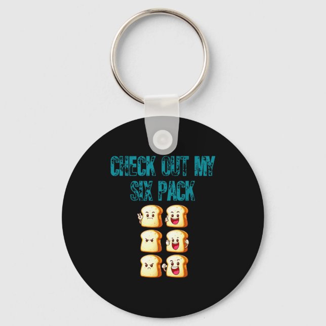 Check Out My Six Pack Saying Funny Fitness Gym Wei Key Ring (Front)