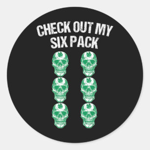 Check Out My Six Pack St Patricks Day Skull Shamro Classic Round Sticker