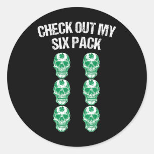 Check Out My Six Pack St Patricks Day Skull Shamro Classic Round Sticker