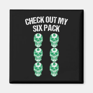 Check Out My Six Pack St Patricks Day Skull Shamro Magnet