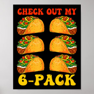 Check Out My Six Pack Taco Groovy Cinco De Mayo Fi Poster