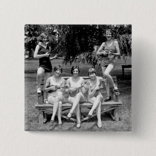 Check Out Those Ukuleles! - 1920s 15 Cm Square Badge