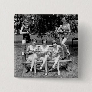 Check Out Those Ukuleles! - 1920s 15 Cm Square Badge