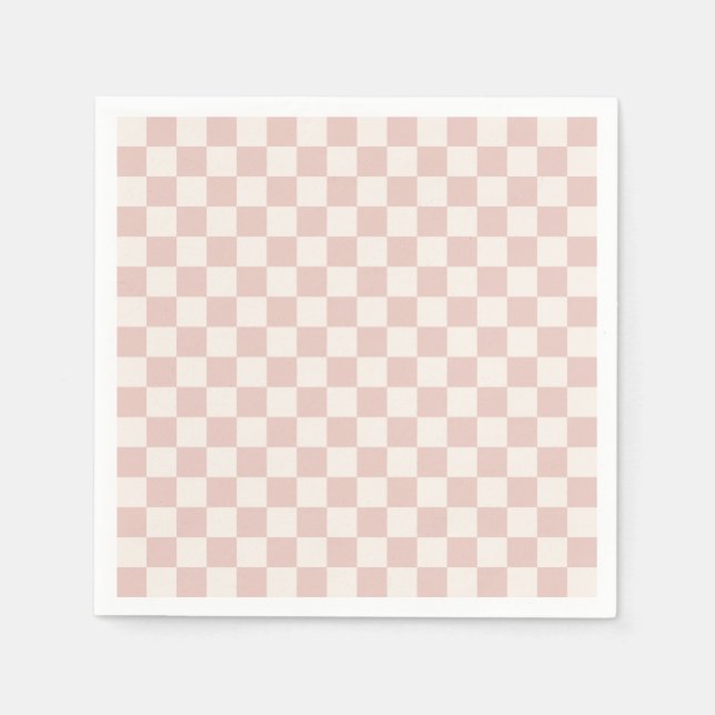 Check Pale Beige Chequered Pattern Chequerboard Napkin (Front)