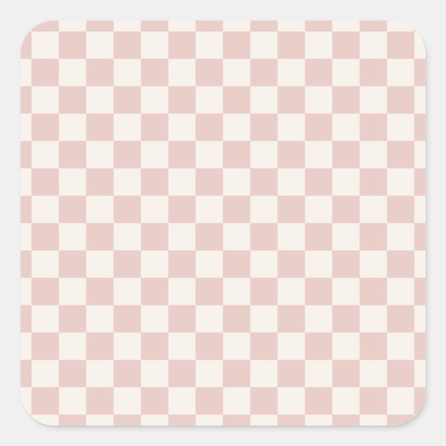 Check Pale Beige Chequered Pattern Chequerboard Square Sticker (Front)