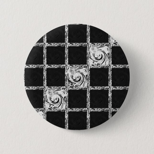 check pattern 6 cm round badge (Front)