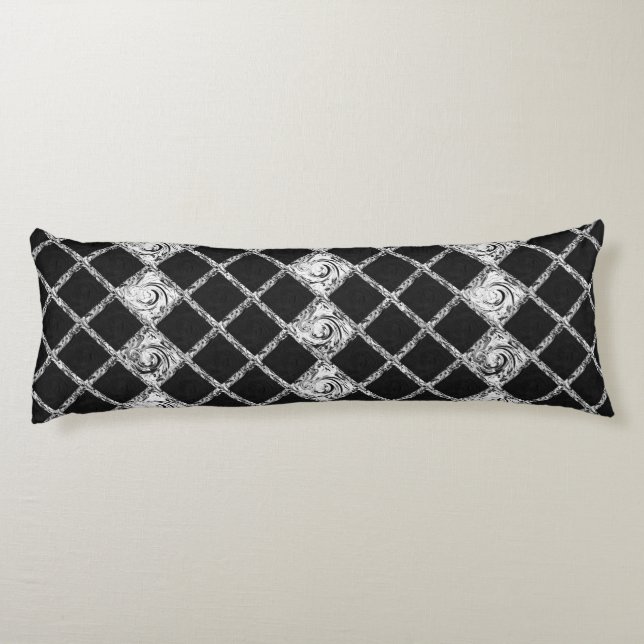 check pattern black  white body cushion (Back)