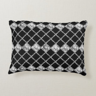 check pattern black white decorative cushion