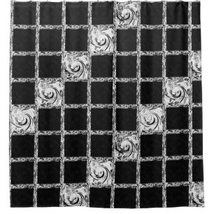check pattern black  white shower curtain