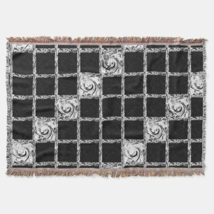 check pattern black white throw blanket
