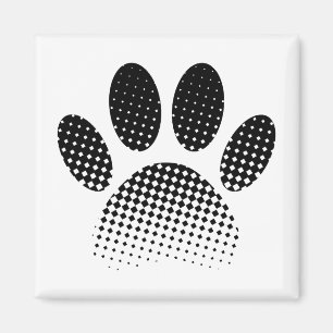Check Pattern Halftone Dog Paw Print Magnet
