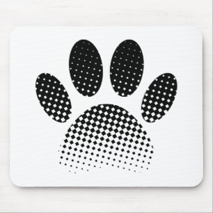 Check Pattern Halftone Dog Paw Print Mouse Mat
