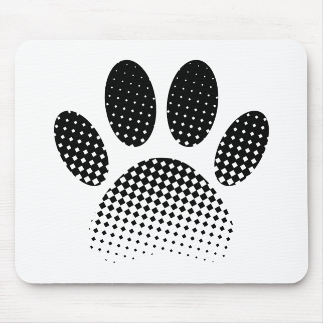 Check Pattern Halftone Dog Paw Print Mouse Mat (Front)