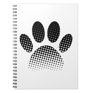 Check Pattern Halftone Dog Paw Print Notebook