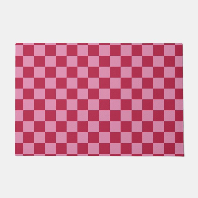 Check Pattern Magenta And Pink Doormat (Front)