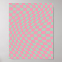Check Pattern Mint Green And Pink Chequerboard