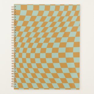 Check Pattern Mint Wavy Chequerboard Chequered Planner