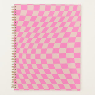 Check Pattern Peach And Pink Preppy Chequerboard Planner
