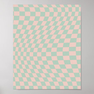 Check Pattern Sage Green And Beige Checkerboard Poster