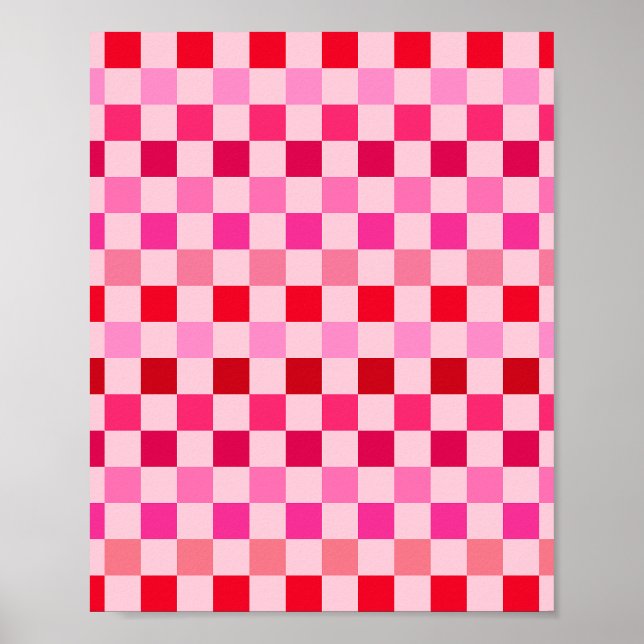 Check Pink And Red Chequerboard Poster (Front)