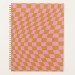 Check Pink Mustard Chequered Pattern Chequerboard Planner<br><div class="desc">Chequered Pattern – pink and mustard twisted / wavy / warped chequerboard.</div>