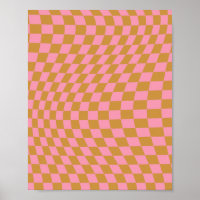 Check Pink Mustard Chequered Pattern Chequerboard